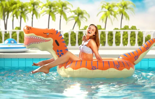 Miniatura 6 de Jasonwell Flotador inflable de dinosaurio para niños, niñas y adultos, 124 pulgadas, flotador gigante T-Rex para verano, playa, piscina, paseos