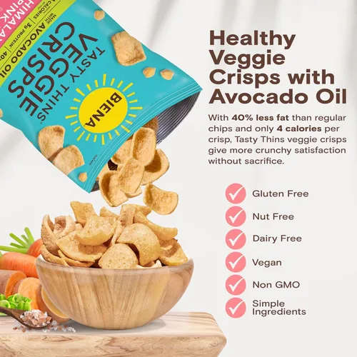 Miniatura 5 de BIENA Tasty Thins Veggie Crisps - BBQ hawaiano, paquete de 4, bolsas de 4 onzas, garbanzos y verduras, vegano, sin gluten, sin lácteos, sin OGM