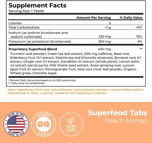 Miniatura 6 de Superfood Tabs skinnytabs - Bebida limpiadora antihinchazón con 15 superalimentos, apoya la digestión, la energía y los antojos, vegano, sin OMG, 30