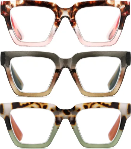 Miniatura 6 de Yogo Vision Blue Light Blocking Reading Glasses for Women Big Square Oversized Computer Readers (3 Pack)