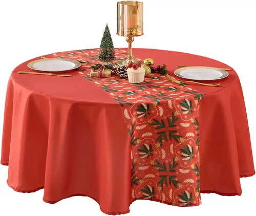Miniatura 24 de Paquete de 2 manteles redondos de 90 pulgadas, manteles lavables de poliéster de lino decorativo para la mesa del comedor, banquetes, fiestas