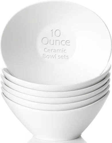Miniatura 8 de Teocera - Juego de 6 cuencos de cerámica para el desayuno de 15,24 cm, 6 cuencos pequeños de 10 onzas para yogur, ensalada, sopa, postre, aptos