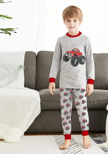 Miniatura 2 de Little Hand Pijamas para niños pequeños, Monster Truck 100% algodón, dinosaurio para niños, 2 piezas, ropa de dormir, conjuntos de ropa de dormir