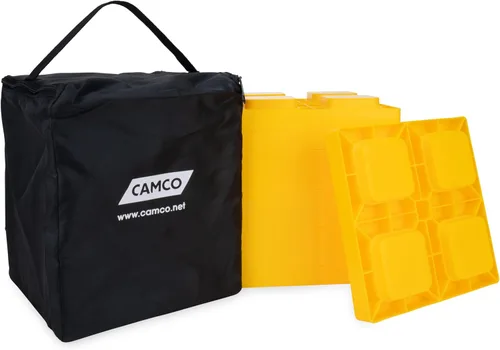 Camco - Bloques de nivelación para vehículos recreativos - Cuenta con diseño anidado entrelazado y bolsa de almacenamiento para almacenamiento y