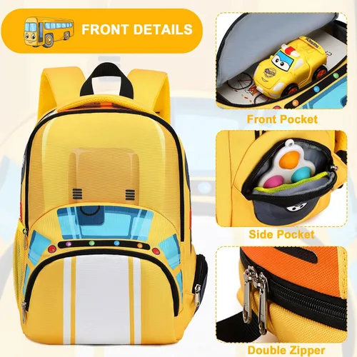 Miniatura 3 de LEDAOU Mochila escolar para niños y niñas con correa para el pecho, Autobús Amarillo, Mochilas Daypack