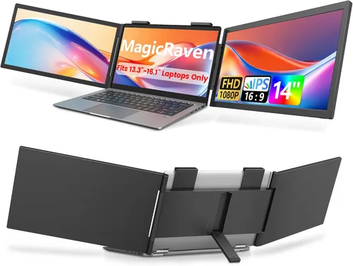 Miniatura 10 de MAGICRAVEN Extensor de pantalla para laptop, monitor portátil IPS de 14 pulgadas, 1080P, monitor de viaje para portátiles de 14 a 16.5 pulgadas