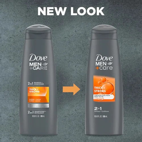 Miniatura 3 de DOVE MEN + CARE Champú y acondicionador fortificante 2 en 1 para cabello resistente y más grueso, grueso y fuerte con cafeína ayuda a fortalecer