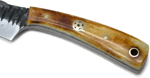 Miniatura 6 de Titan International Knives Cuchillo de acero al carbono 1080 para desollar y cazar Mango de hueso quemado de hoja EDC de supervivencia hecho a