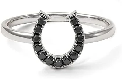Elige tu color de plata de ley 925, anillo de la suerte con piedras preciosas de herradura, solitario, joyería única, uso diario, fiesta, uso