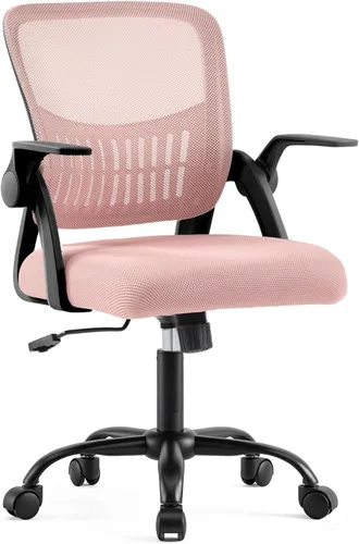 Miniatura 12 de DUMOS Silla de escritorio de oficina en casa, ergonómica con respaldo medio con soporte lumbar y modo mecedor, altura ajustable con reposabrazos
