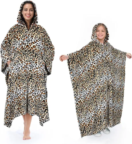 Miniatura 20 de Tirrina Manta poncho de polar 2 en 1, muy suave y cómoda, para adultos mujeres, hombres y niños para uso interior o al aire libre, 55x80 pulgadas