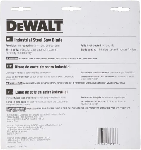 Miniatura 5 de DEWALT Hoja de sierra circular, 7 1/4 pulgadas, 16 dientes, corte de metales (DW3330)