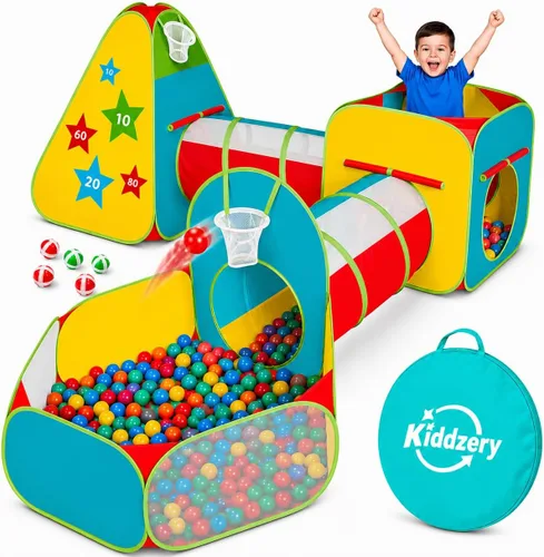 Tienda de campaña de 5 piezas para niños pequeños con hoyo de bolas, túnel de gateo, casa de juegos interior y exterior, gimnasio de la selva,