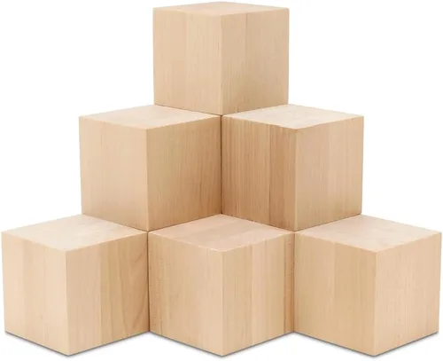 Woodpeckers - Cubos de madera de 1 pulgada, caja de 50 cubos de abedul sin terminar, bloques cuadrados de madera para bebé, para hacer rompecabezas,