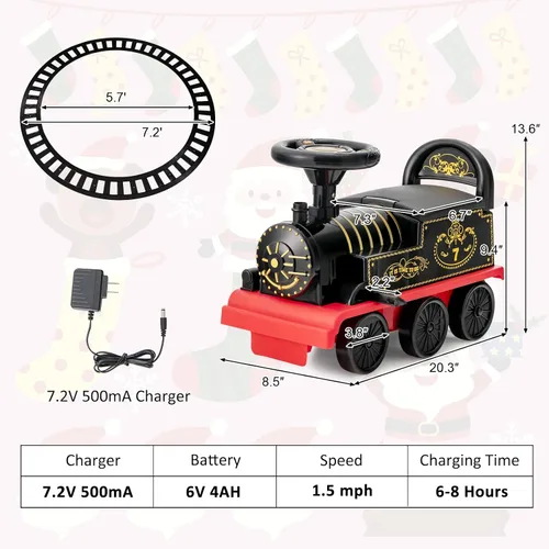 Miniatura 6 de Costzon Juguetes para montar, tren eléctrico de 6 V con pistas, asiento de almacenamiento, luces intermitentes y música, respaldo, dispositivo