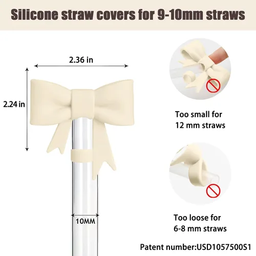 Miniatura 2 de 6 piezas de cubiertas de pajita de silicona para vasos Stanley de 40/30 oz 10 mm (0.4 pulg) cubiertas de pajita a prueba de polvo con diseño
