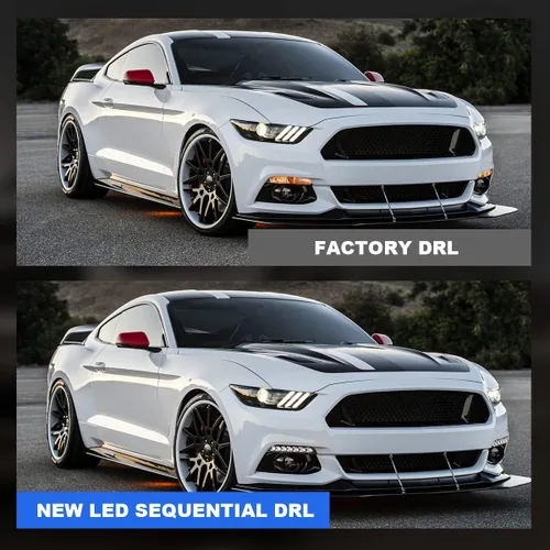 Miniatura 5 de ROXX Conjunto de señal de giro DRL LED completo para Ford Mustang 2015 2016 2017, luces antiniebla LED Mustang con luces de circulación diurna