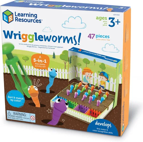 Miniatura 5 de Learning Resources Wriggleworms - Juego de actividades motoras finas – Juguetes sensoriales Montessori, habilidades motoras gruesas