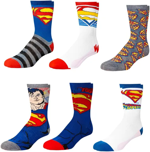 Calcetines de la Liga de la Justicia para niños y hombres, calcetines de superhéroe, paquete de 6 calcetines para niños, calcetines deportivos para