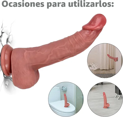 Miniatura 5 de Consolador realista de 9 pulgadas – Venas y textura de piel realistas, silicona gruesa con fuerte ventosa de succión, juguete adulto para placer
