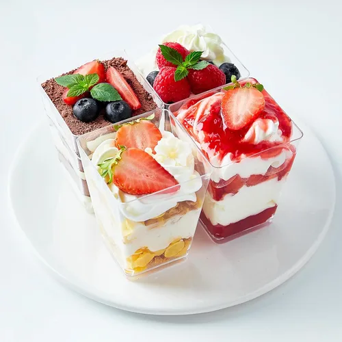Miniatura 7 de Kucoele Paquete de 100 tazas de postre de plástico de 5 onzas con tapas y cucharas, tazas de parfait transparentes, tazas de pudín, mini tazas