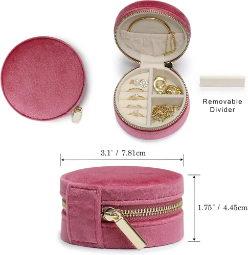 Miniatura 96 de BLUTETE Joyero de viaje organizador de terciopelo con anillos de espejo, aretes, collares, caja organizadora de almacenamiento (negro)