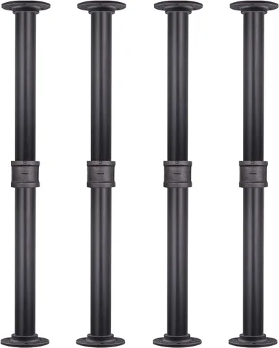 MUZIK Juego de 4 patas de mesa de tubo industrial, patas de base de hierro para mesas auxiliares y mesas auxiliares, escritorios, mesitas de noche,