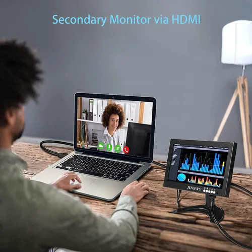 Miniatura 3 de Mini monitor de seguridad de 8 pulgadas, pantalla de metal portátil de 1280 x 720, entrada HDMI/VGA/AV/BNC, altavoces integrados y control remoto