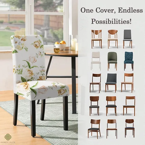 Miniatura 5 de Juego de 4 fundas elásticas para sillas de comedor, fundas elásticas para sillas de comedor, fundas para sillas de comedor, fundas protectoras
