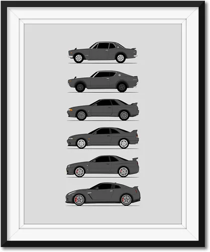 Miniatura 10 de Custom Car Posters Póster hecho a mano compatible con Nissan Skyline GT-R e impresión de Nissan Skyline GTR (KPGC10, KPGC110, R32, R33, R34, R35)
