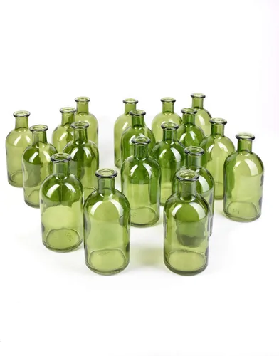 Miniatura 17 de Serene Spaces Living Juego de 6 jarrones de botella de medicina para flores de tallo largo - Tamaño pequeño, juego de jarrones turquesa Pequeño azul