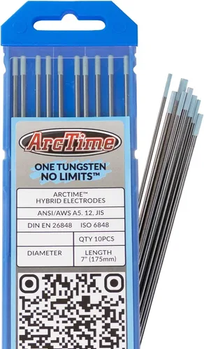 ArcTime TIG - Electrodos de tungsteno de mezcla de tierras raras, no radiactivos, no toriados híbridos prémium (azul cielo, EWG) 1/16 pulgadas x 7