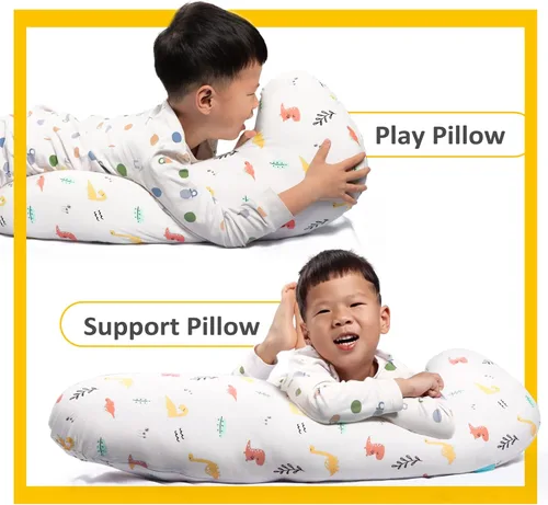 Miniatura 5 de BYRIVER Almohada de Contorno de 35" de Enfriamiento Linda para Niños Niñas Niños, Almohada de Abrazo para Dormir, Funda de Almohada de Dinosaurio