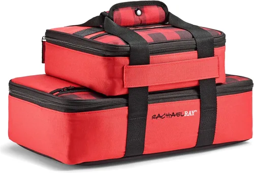 Miniatura 10 de Rachael Ray Lugger Duo, Porta cacerolas aislado para alimentos calientes o fríos, bolsa térmica de lasaña para comida de bolsillo, fiestas, pícnic