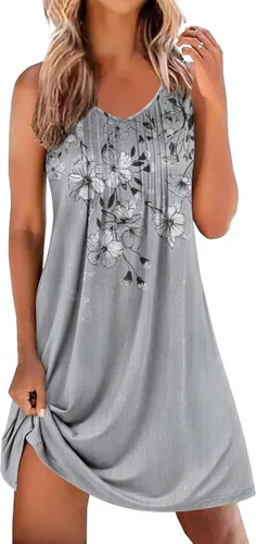 Miniatura 19 de Ekouaer Camisones para Mujeres Sin Mangas Camisa de Dormir Tipo Tank Camisón Cuello en V Camisola Plisada Camisa de Noche Vestido de Dormir Suave