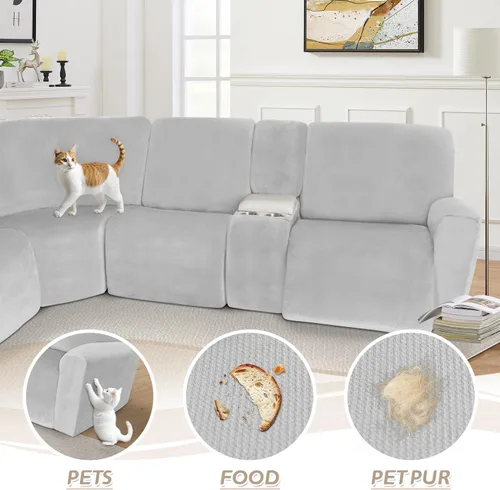 Miniatura 93 de Arfntevss Fundas de sofá seccional reclinable de terciopelo, Funda de sofá seccional de esquina para sofá reclinable, Funda elástica suave