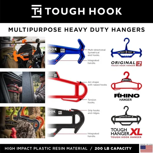 Miniatura 7 de Rhino Tough Hook - Perchas de ropa resistentes – Percha de grado militar para armadura corporal – Perchas de traje de capacidad de 200 libras – El
