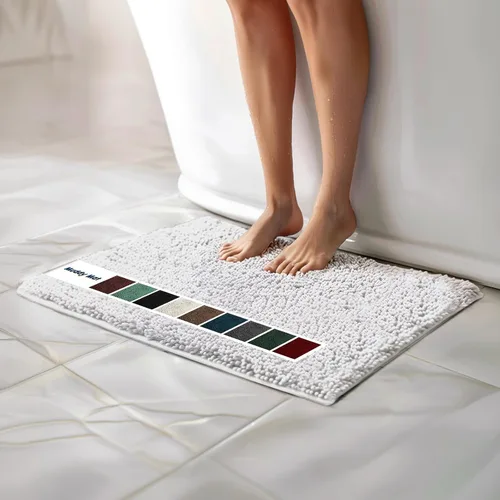 Miniatura 18 de Muddy Mat Alfombras de Baño de Chenilla de Microfibra de Secado Rápido Antideslizantes Lavables, Extra Gruesas, Suaves y Altamente Absorbentes Gris
