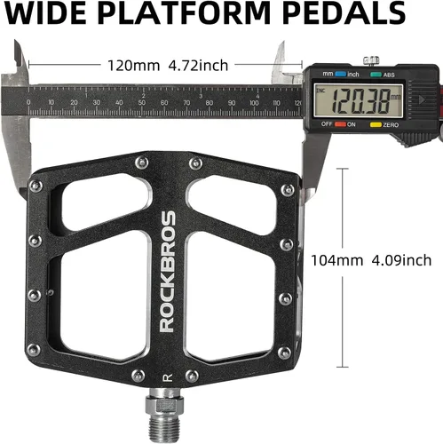 Miniatura 3 de ROCKBROS Pedales de bicicleta de montaña MTB Pedal de aluminio de plataforma ancha Pedales planos 9/16 "Ciclismo Sellado Rodamiento Pedales