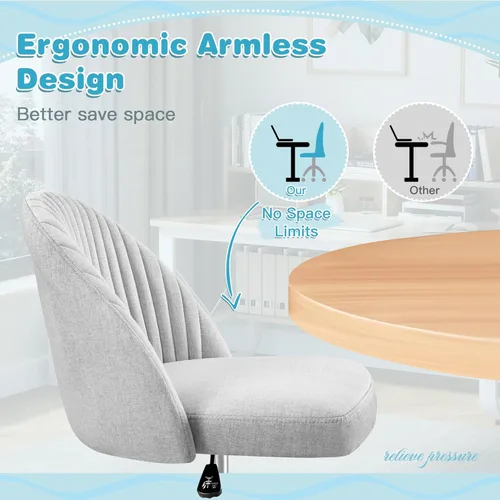 Miniatura 6 de Silla de oficina Furniwell sin brazos, silla de escritorio linda, silla moderna ajustable giratoria, silla de tocador, silla de ordenador, sillas