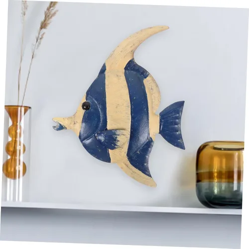 Miniatura 9 de BESPORTBLE Peces a rayas de hierro forjado para jardín, arte de metal al aire libre, escultura de animales inspiradores, peces tropicales, arte