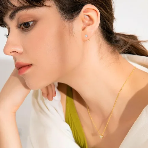 Miniatura 4 de Aretes pequeños de plata de ley 925 para mujer