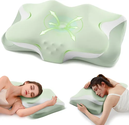 Miniatura 8 de Almohada cervical para dormir – Almohadas ergonómicas refrescantes de espuma viscoelástica para aliviar el dolor de cuello, almohada de apoyo
