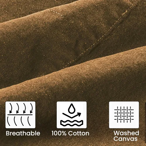 Miniatura 5 de LEATHER VILLAGE Delantales de chef para hombres y mujeres con bolsillos grandes, delantal de trabajo ajustable de lona de algodón con espalda Canela