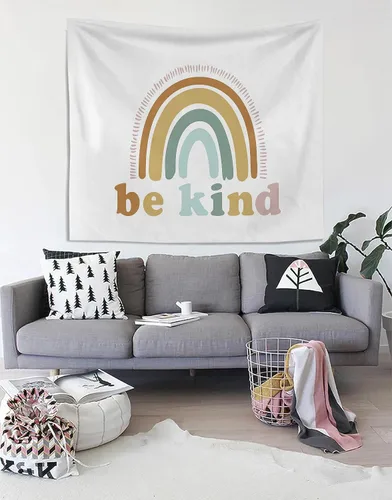 Miniatura 3 de Knibeo Tapiz de pared bohemio arcoíris – Tapiz de 50 x 60 pulgadas para niños, bohemio para colgar en la pared para aula, decoración de habitación