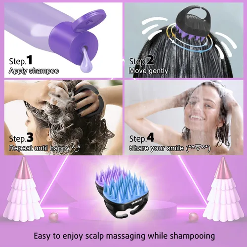 Miniatura 6 de Cbiumpro Paquete de 2 cepillos de champú masajeador de cuero cabelludo, cepillo exfoliante de silicona ultra suave para el crecimiento del cabello