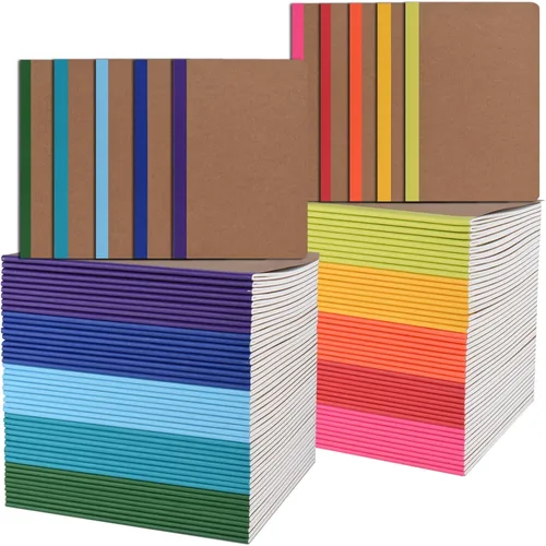 Miniatura 11 de ZCZN Paquete de 8 cuadernos rayados coloridos a granel, diarios A5 con 8 colores, 60 páginas/30 hojas, 8.3 x 5.5 pulgadas, papel rayado