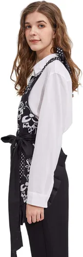 Miniatura 3 de Delantal para mujer Surblue, 100 % algodón orgánico, reutilizable, con dobladillo y dos bolsillos, tira extralarga