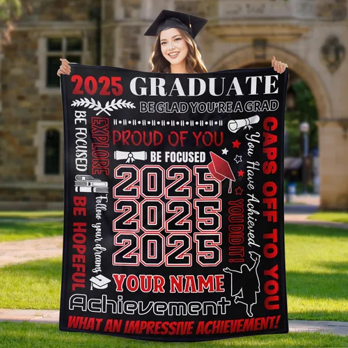 Miniatura 7 de Mantas personalizadas para clase de 2024 con nombre, manta de forro polar de 30 x 40 pulgadas para niños, regalos de graduación suaves y acogedores