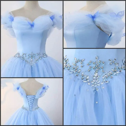 Miniatura 6 de Datangep - Vestido largo de quinceañera con encaje para mujer, ideal para baile, con tirantes plisados